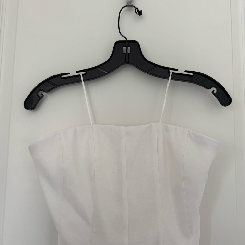 Milly Cameron Solid Linen Strapless Dress White Size 2 - Picture 8 of 13